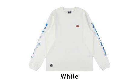 CHUMS×HAKUBA Booby バックプリント 長袖Tシャツ M /ホワイト【P0550662_M_M_WH】