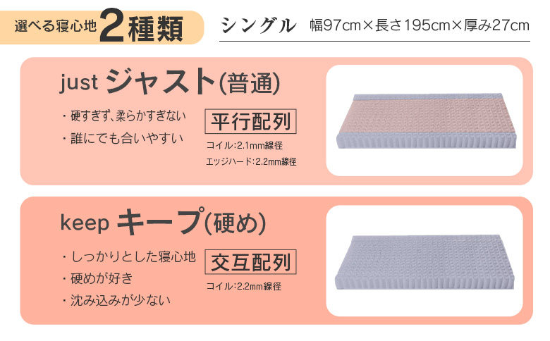 マットレス シングル 咲夜NoWay! 源ベッド ポケットコイル 6.7インチ ピロートップ仕様 日本製 マットレスN 選べる2種の寝心地 圧縮梱包
