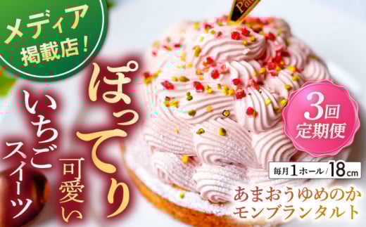 【全3回定期便】あまおうゆめのかモンブラン（18cm）【心優 －Cotoyu Sweets－】 [KAA447]