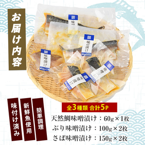 漁師がつくる味噌漬け5Pセット 指宿山川水産 IB035-017 味噌漬け 味噌漬け