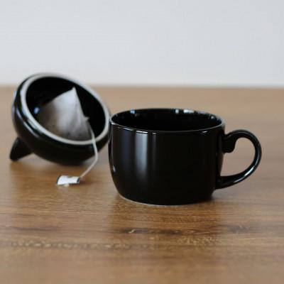 ふるさと納税 瑞浪市 小田陶器のCat pit マグ小 (黒)　猫のカタチの可愛い蓋付きマグカップ【小サイズ】 |  | 01