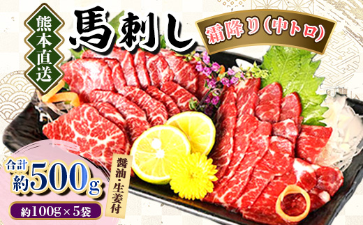 【熊本直送】馬刺しブロック肉　霜降り(中トロ)500g(美里町)【配送不可地域：離島】【1378014】