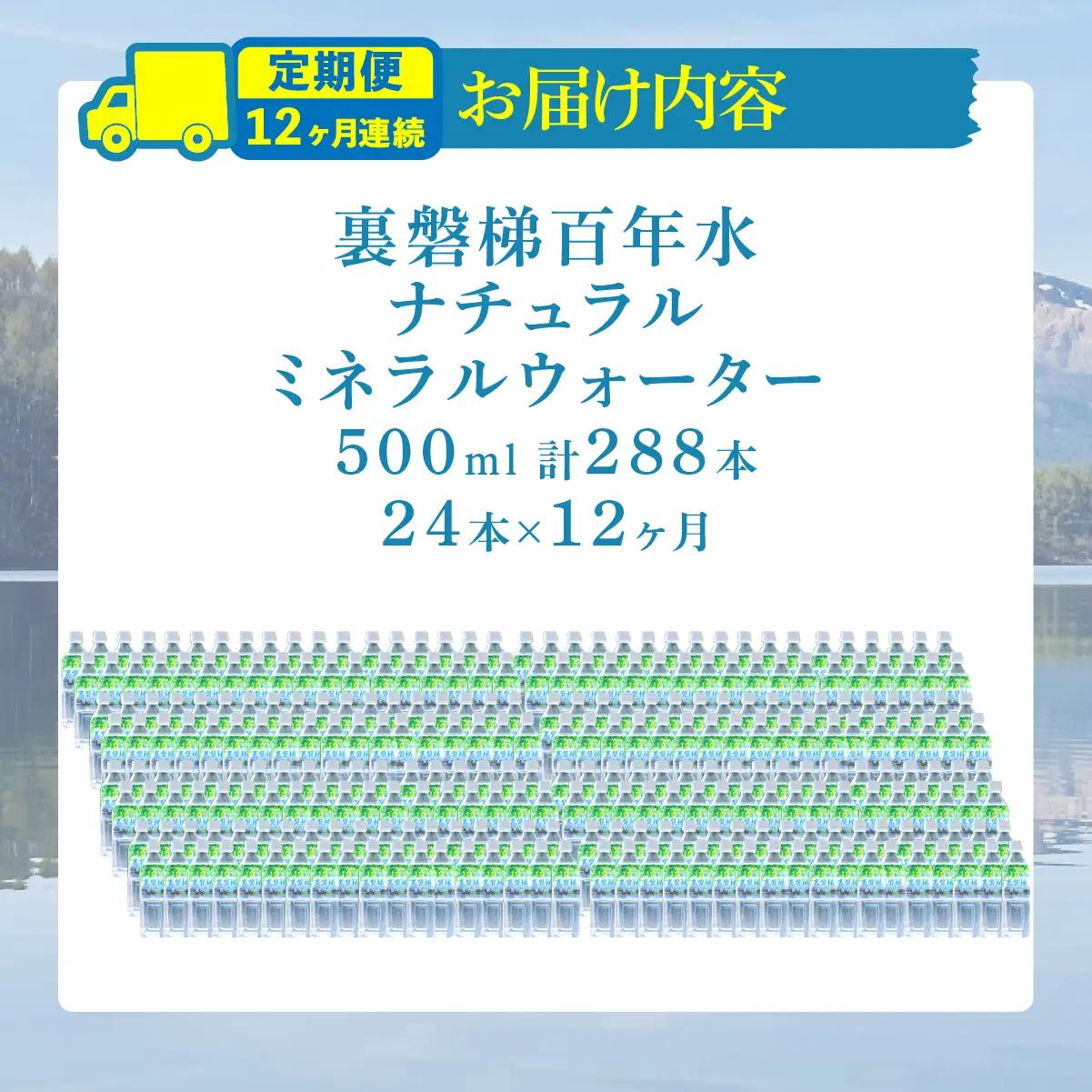 【12ヵ月定期便】裏磐梯百年水 ナチュラルミネラルウォーター（500ml×24本×12回） KBJ039