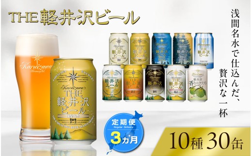 【3ヶ月定期便】 THE軽井沢ビール 10種30缶 飲み比べ セット クラフトビール 地ビール 【 軽井沢ブルワリー THE軽井沢ビール 10種 詰め合わせ 豪華 飲み比べ セット クラフトビール 地ビール 缶ビール ビール 飲み比べ 30本 ピルスナー デュンケル ヴァイスヴァイツェン アルト シュヴァルツビア ゴールデンエール 黒ビール ホワイトビール 長野県 佐久市 】
