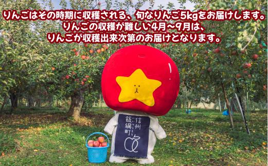 飯綱町PRキャラクター みつどん 旬のりんご 家庭用 5kg 全国
