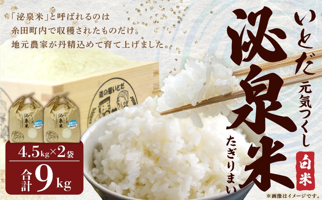 
            【令和7年産】 いとだ泌泉米 （白米 4.5kg×2袋 計9kg） お米 米 白米 ご飯 仕送り 国産 福岡県 糸田町
          