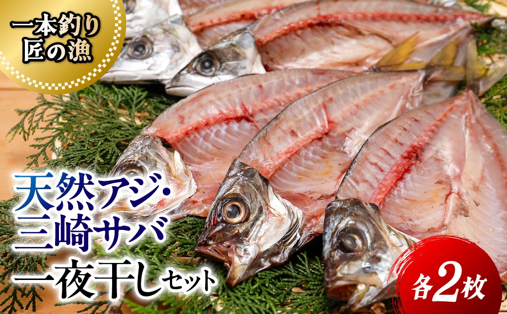 【一本釣り 匠の漁】天然アジ・三崎サバ一夜干しセット（各2枚） IKTJ005