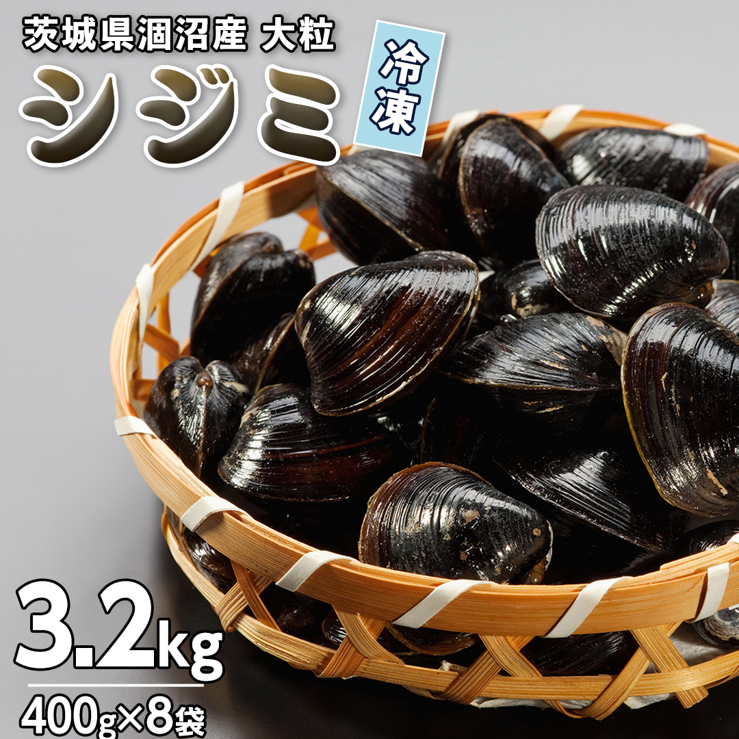 茨城県 涸沼産 大粒 冷凍 シジミ 3.2kg（400g×8袋） ヤマトシジミ しじみ 大粒 冷凍 味噌汁 スープ 魚貝類 貝 オルニチン コハク酸 小分け [EL002sa]