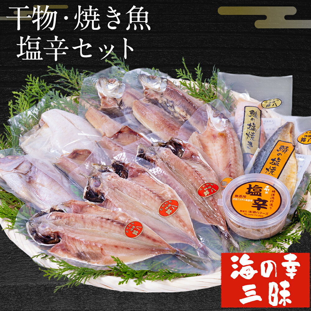【ふるさと納税】干物・焼魚・塩辛セット 4~6種10枚 株式会社鈴八フーズ 《30日以内に出荷予定(土日祝除く)》【配送不可地域：離島】塩辛100gさばの塩焼き さけの塩焼き 干物 アジ カレイ 金目鯛 イカ ホッケ 鯛 さば 赤魚 さんま エボ 鯛 カサゴ カマス