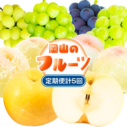 【2026年先行予約】定期便5回コース マスカット・オブ・アレキサンドリア 1房 岡山の白桃 6玉 ニューピオーネ 1房 瀬戸ジャイアンツ 1房 シャインマスカット 晴王 2房 あたご梨 2玉 株式会社山博(中本青果) 《2026年7月上旬-11月下旬頃出荷》岡山県 浅口市　【配送不可地域あり】