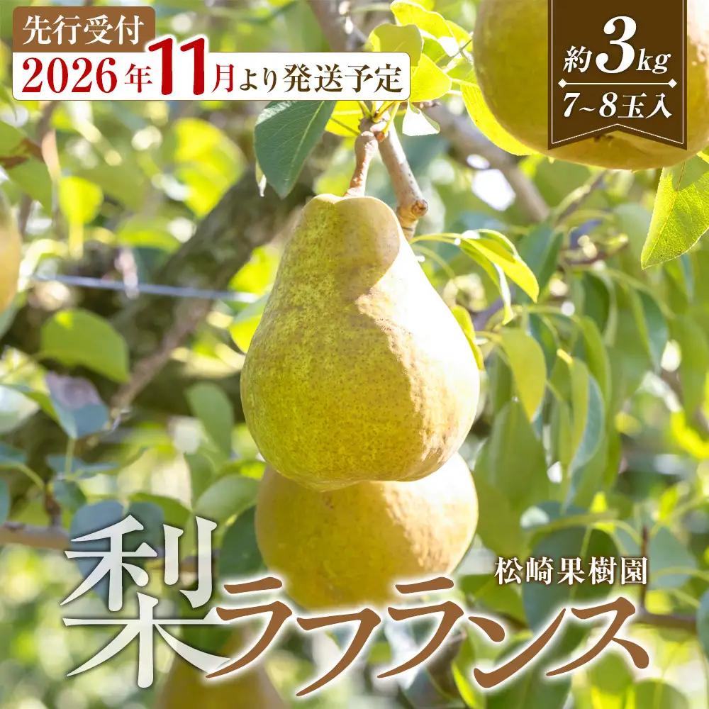 【2026年発送】【松崎果樹園】梨「ラ・フランス」約3kg（7～8玉入） ｜  梨