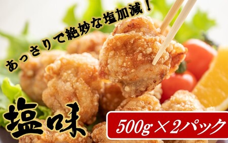 2559R_カラっと美味しい2.0kg！鶴ちゃんの骨なし唐揚げ、醤油＆塩（骨なし鶏唐揚げ：もも、ムネ肉ミックス500g×醤油2P、塩2P）計2kg