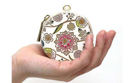 【文庫屋大関】マカロンポーチ ダリア＜ベリーピンク＞【皮革工芸品】 ポーチ ミニポーチ 小物入れ アクセサリー入れ イヤホン入れ 収納 保管ケース 手のひらサイズ  本革 革 皮革 工芸品 工芸 雑貨