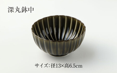 【美濃焼】ぎやまん陶 深丸鉢 大・中・小 3点 セット 利休グリーン【カネコ小兵製陶所】【TOKI MINOYAKI返礼品】食器 丼 丼ぶり どんぶり ボウル 鉢 丸鉢 ペア グリーン 緑 抹茶 ツヤ
