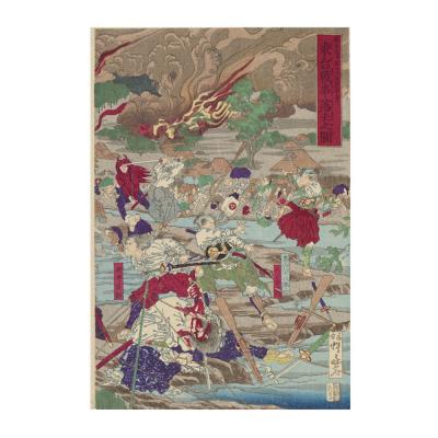 ふるさと納税 名古屋市 オリジナル【レプリカ浮世絵(3枚絵)河鍋暁斎作「明治元戊辰年五月十五日 東台戦争落去之図」】 |  | 03