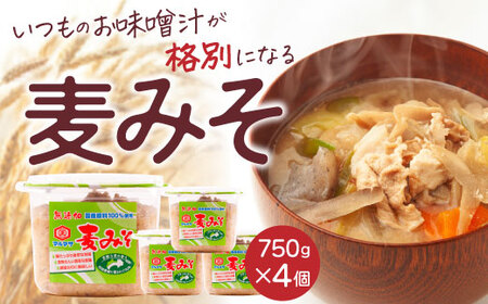 マルマサ醤油 麦 みそ 味噌 750g ×4 味噌 みそ
