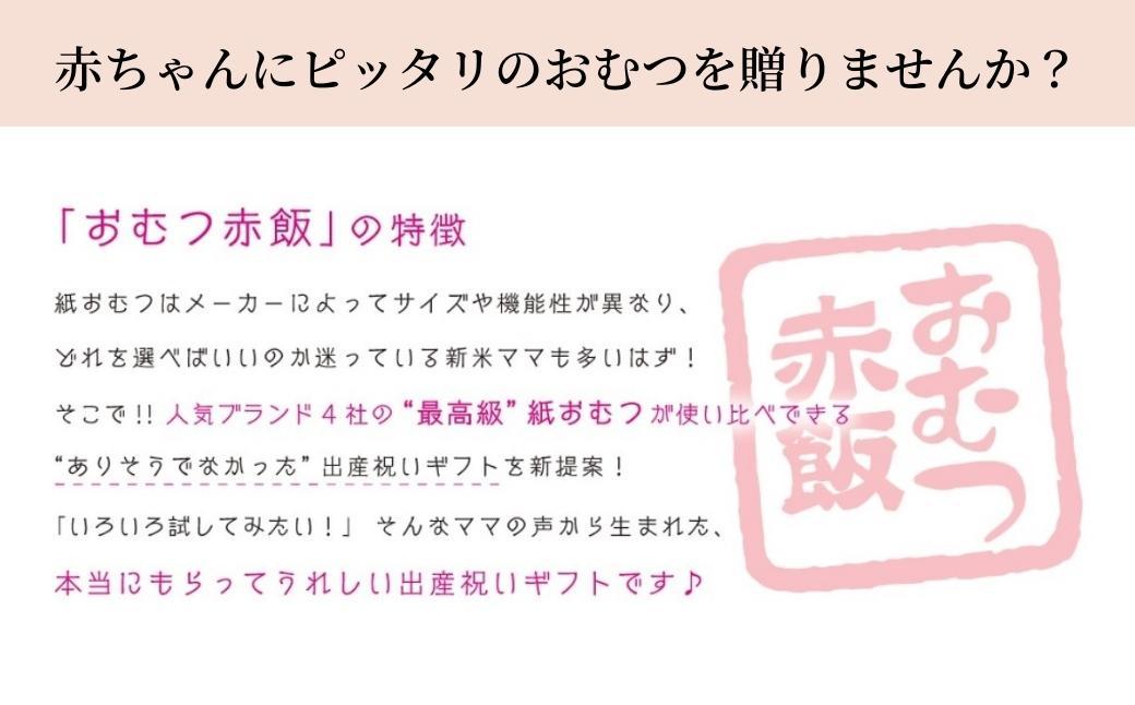 4種類のおむつが試せる「おむつ赤飯」！出産祝いギフトメッセージカード【有り】