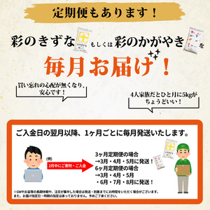 【3回定期便】 精米 5kg ×3回 彩のかがやき 米 定期便 白米