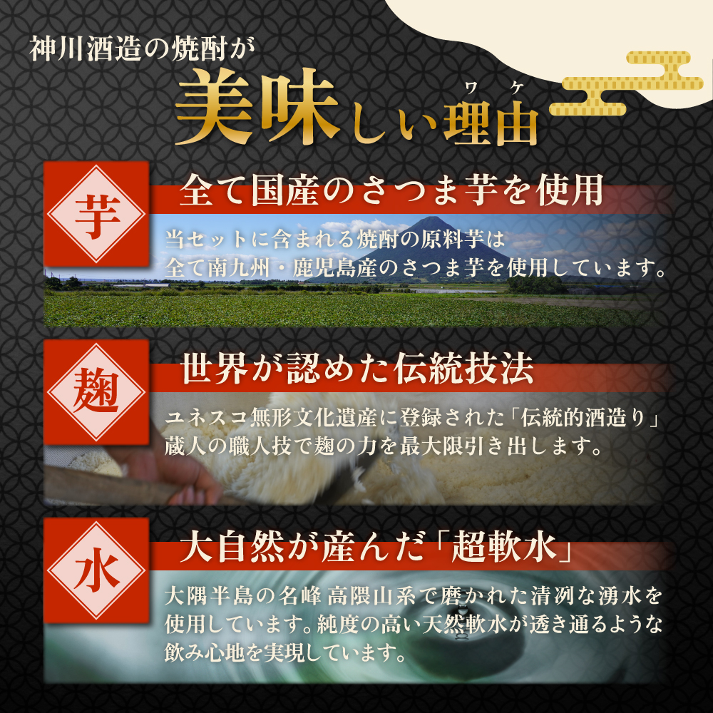 【超特急便】2212-1 鹿児島限定 芋焼酎 飲み比べセット25度 900ml×6本 神川酒造鹿児島県鹿屋市産 三浦屋オリジナル　KN083-002-01