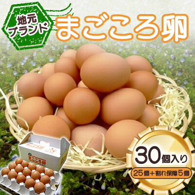 【ふるさと納税】「地元ブランド」まごころ卵30個入り(卵25個と割れ保障5個)　鶏卵(生食用)_ 卵 たまご 鶏卵 赤卵 純国産赤鶏 地元ブランド まごころ卵 割れ保障 人気 おすすめ 送料無料 贈答 ギフト プレゼント 【配送不可地域：離島】【1008773】