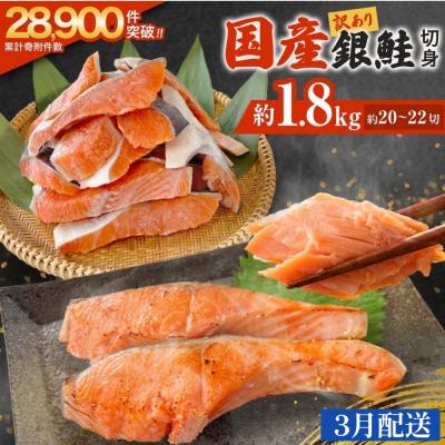 ふるさと納税 石巻市 【3月配送】訳あり 国産 銀鮭 1.8kg 切り身 鮭 さけ 冷凍 不揃い サーモン 塩鮭 石巻