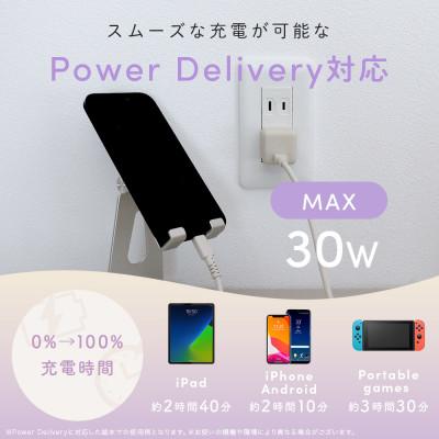 ふるさと納税 海老名市 AC充電器 PD30W 軽量&コンパクト ペールアイリス(MOT-ACPD30-PU) |  | 01