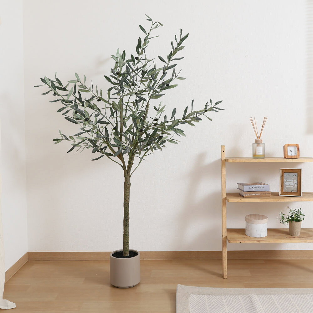 【ふるさと納税】フェイクグリーン オリーブ 150cm ベージュ 1個 ベージュのポッド 人工観葉植物 インテリアグリーン ナチュラル インテリア おしゃれ お手入れ不要 水やり不要 ジョイント式 リビング 福岡県北九州市