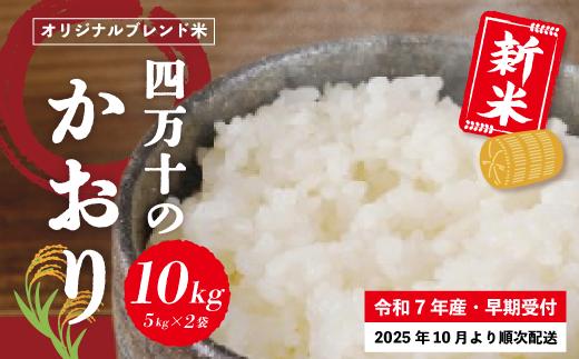 米 10kg 【 新米 令和7年産 】コシヒカリ 香り米 ヒエリ 入り 四万十のかおり 5kg ×2袋 国産 こしひかり 早期受付 ブレンド 精米 白米 ごはん おいしい もちもち 高知県 四万十市 四万十 しまんと 【2025年10月より順次配送】