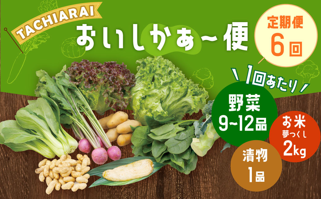 
【定期便 年6回】「TACHIARAI」おいしかぁ～便 (夢つくし2kg入) 野菜の詰め合わせ 9～12品
