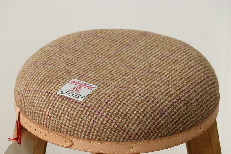 ハイスツール 【ブラウンチェックパープルライン×ブラウン】HARRIS TWEED（ハリスツイード） 家具 Z088_イメージ3