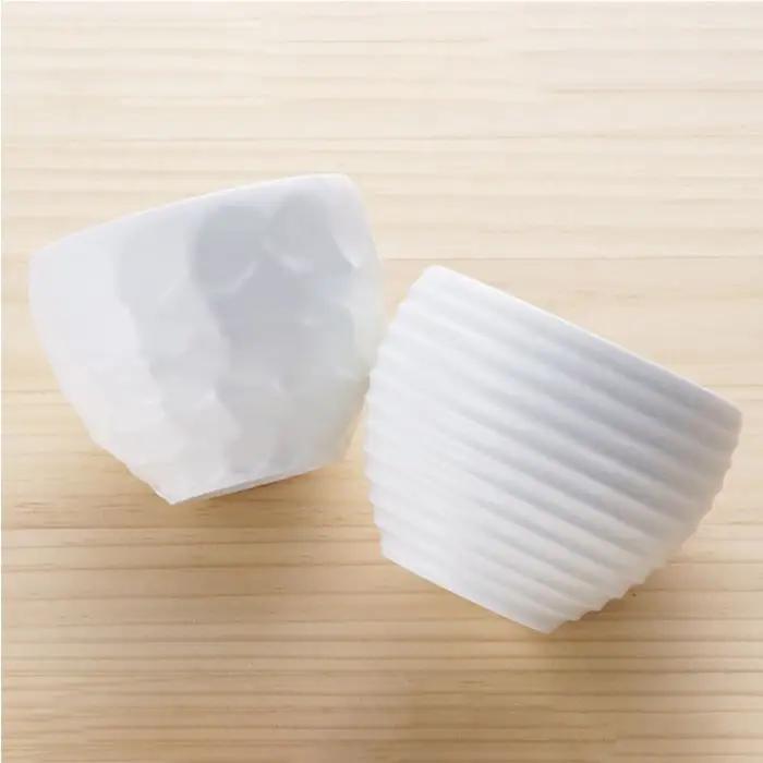 【波佐見焼】白磁手彫 丸カップ 湯呑 5点セット 食器 皿 【一真窯】 [BB32]  波佐見焼