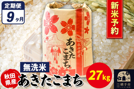 《令和7年産 新米受付》《定期便9ヶ月》あきたこまち 27kg【無洗米】秋田県産 こまちライン