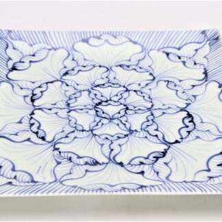 有田焼 そうた窯 染付花弁紋正角皿 2枚セット 食器 器 うつわ 四角 プレート 手描き 染付 丸兄商社 A40-268_イメージ2