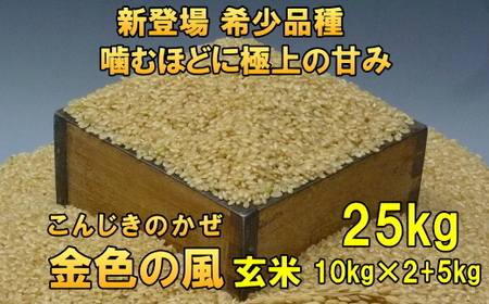 新米 新登場の高級米 令和8年産 岩手県奥州市産 金色の風 玄米25kg [AC035]