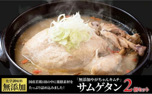 「無添加やがちゃんキムチ」サムゲタン2個セット 〈 参鶏湯 サムゲタン 鳥 鍋 冷凍食品 韓国料理 鶏 肉 丸鶏 自家製 美味しい こだわり 専門店 グルメ 人気 おすすめ ギフト 〉 [№5412-0314]