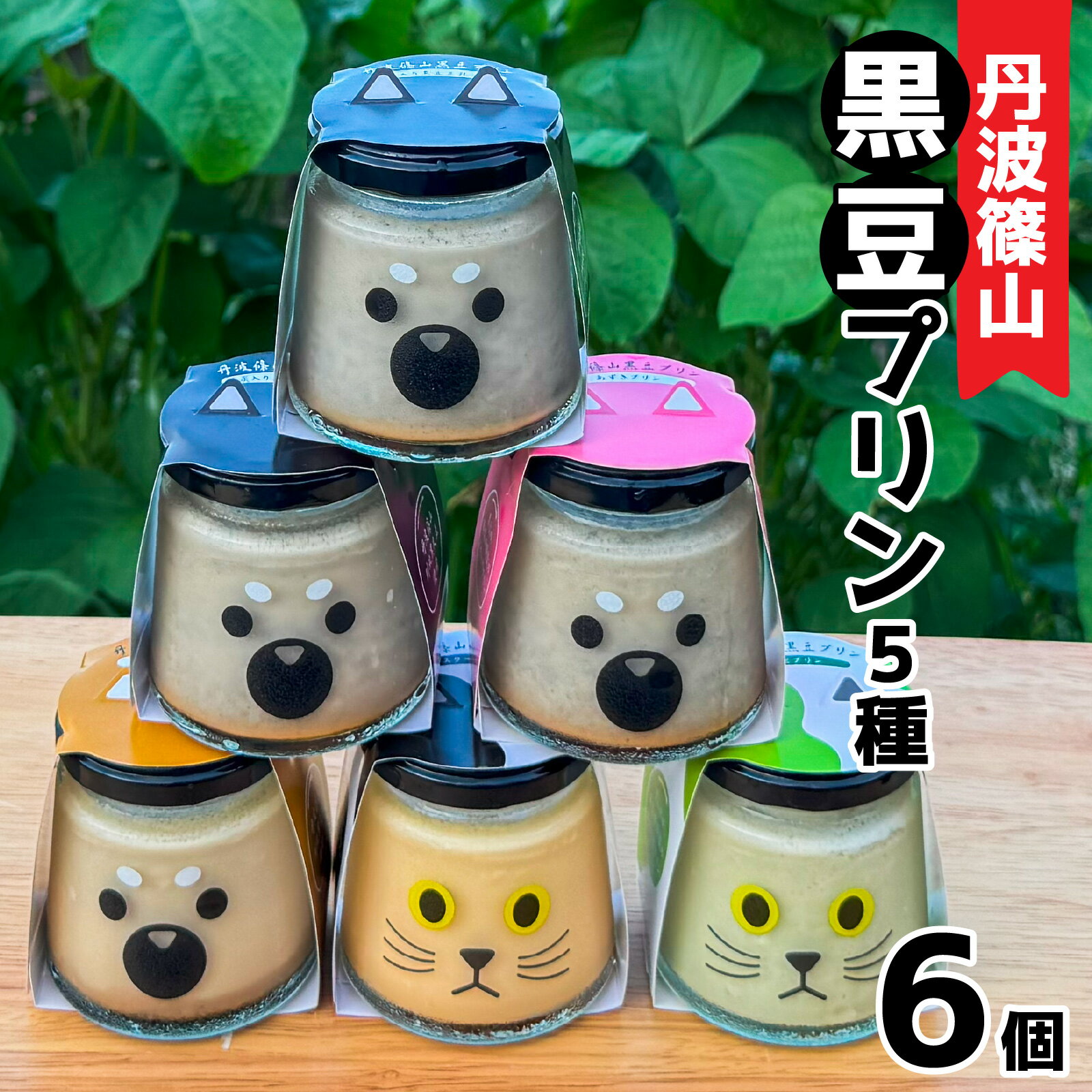 【ふるさと納税】 丹波黒大豆 丹波篠山黒豆プリン 5種類アソートセット 6個入り / 丹波篠山黒大豆 川北黒大豆 【 スイーツ 詰め合わせ おやつ デザート 豆乳プリン カスタードプリン ずんだプリン きな粉プリン 小豆プリン 食べ比べ 】