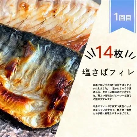 【毎月定期便】魚鶴商店が選ぶ人気お魚B(サバフィレ・うなぎ蒲焼・紅鮭切身)全3回【配送不可地域：離島】【4001354】