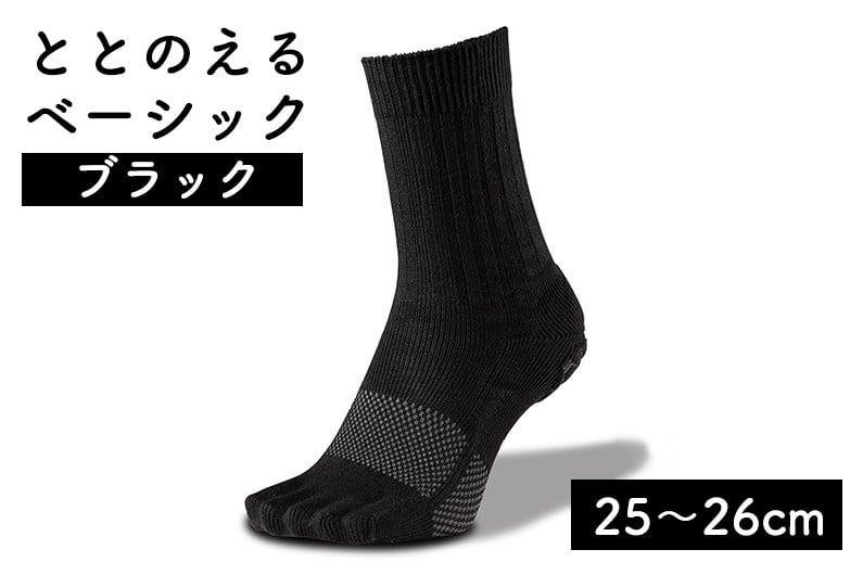 
            足の健康を考えた五本指ソックスととのえる ベーシック男女兼用（25～26cm）【ブラック】靴下 くつ下 足の健康 足のトラブル予防 5本指構造 5本指ソックス くつした ウォーキング care:soku（ケアソク）山忠
          