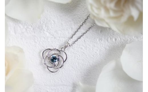 Blue Rose Pt トパーズ ダイヤモンド ペンダント レディース ジュエリー アクセサリー ネックレス ダイヤ ブルートパーズ シンプル 一点もの おしゃれ かわいい プレゼント ギフト 贈り