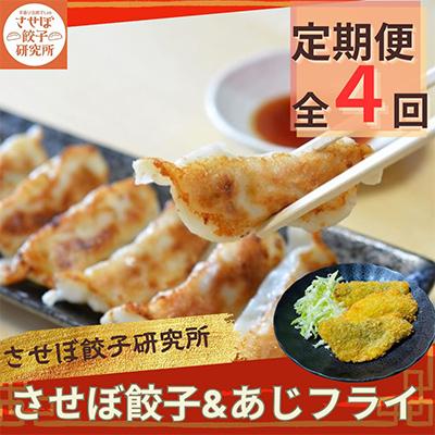 ふるさと納税 佐世保市 【発送月固定定期便】させぼ餃子研究所 させぼ餃子&amp;あじフライセット 全4回