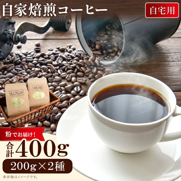 【ふるさと納税】自家焙煎コーヒー（粉）　400g（200g×2種） 大山ブレンド 琥珀ブレンド コーヒー 珈琲 自家 焙煎 2種 飲み比べ 粉 コーヒー粉 ご自宅用 飲料 鳥取 日吉津村 PI03