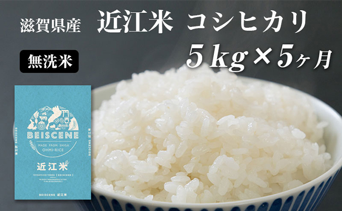 【定期便】令和7年産新米 5kg×5ヶ月 近江米 コシヒカリ 無洗米 米 滋賀県豊郷町産 お米 こめ コメ おこめ 白米 5回 お楽しみ