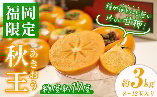 
            ＜先行予約受付中！2025年10月中旬～2025年11月下旬に順次発送予定＞甘柿 秋王(約3kg箱・8-12玉)かき カキ フルーツ 果物 くだもの＜離島配送不可＞【ksg0123】【南国フルーツ】
          