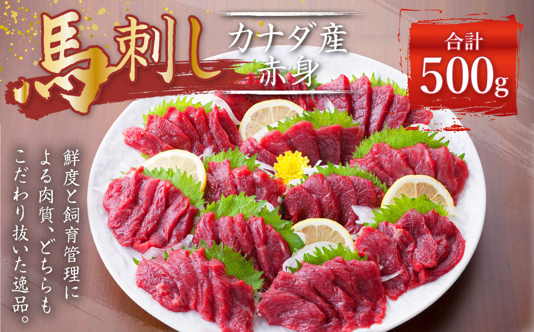 
【カナダ産】 馬刺し 赤身 500g (50g×10個) 馬肉 たれ 生姜
