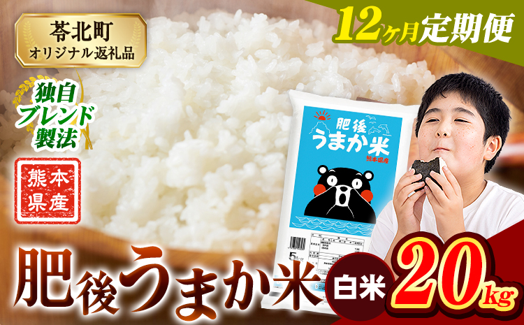【12ヶ月定期便】米 熊本県産 肥後うまか米 20kg 熊本県産 ふるさと納税 白米 精米 こめ ふるさとのうぜい コメ お米 おこめ ブレンド米《お申込み翌月から出荷》---reihoku_loc_601_mo12---