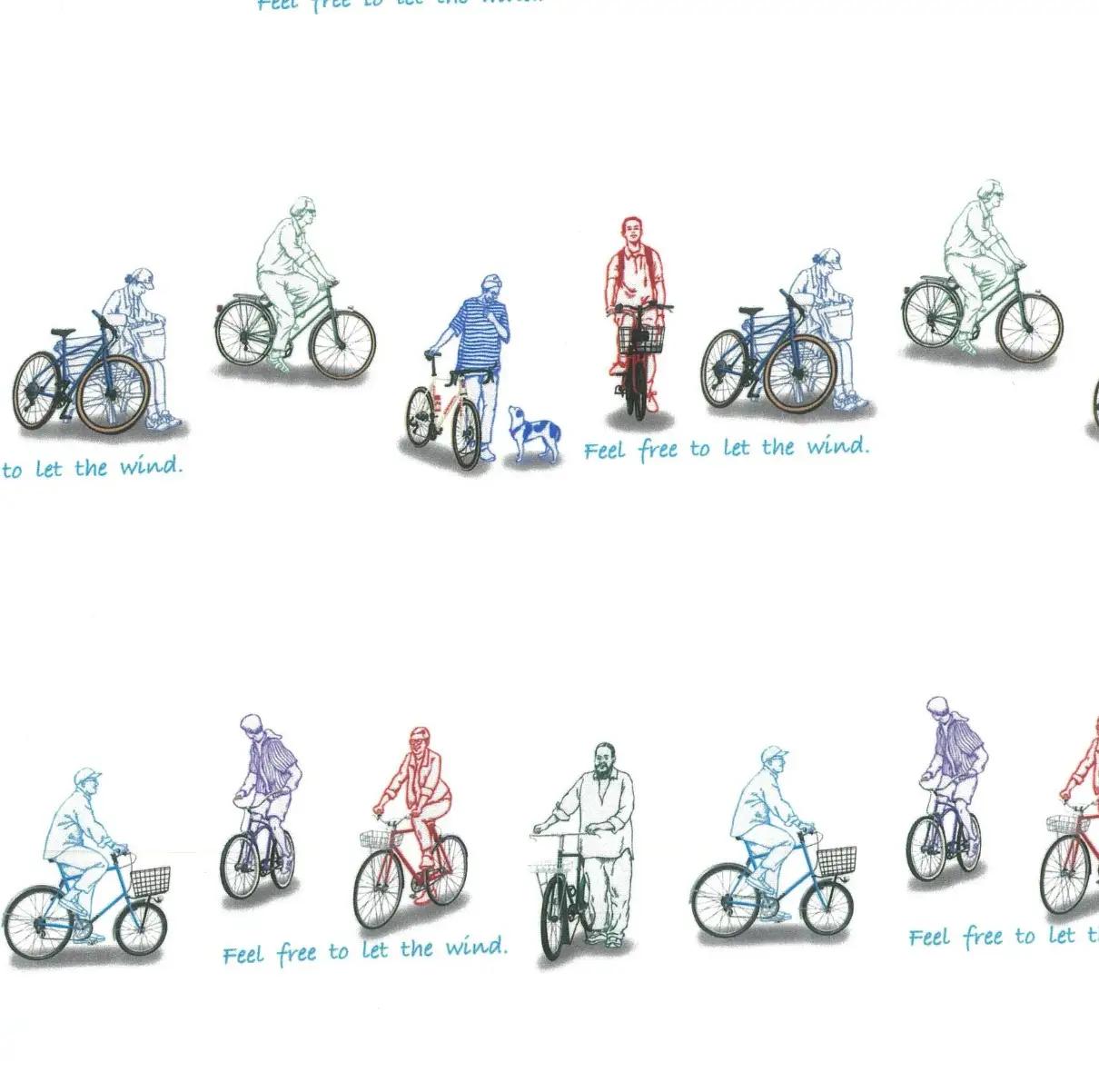 CLOFT 綿100％長袖シャツ”自由気ままな、心の解放。”自転車柄 (C/#11 ホワイト) XL 0139-032-S08-3