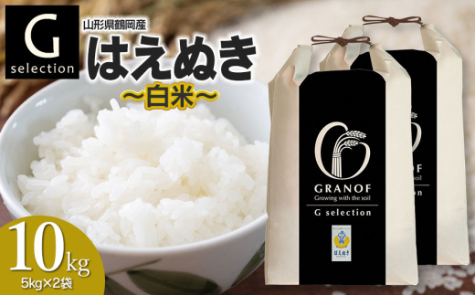 【令和7年産】  Gセレクション はえぬき 【白米】 10kg(5kg×2袋) 山形県鶴岡市産　株式会社グラノフ