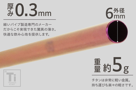 チタンストロー ピンク ストロー チタン チタン製 丈夫 軽い 機能的 スタイリッシュ アレルギーフリー 環境にやさしい 清掃ブラシ 煮沸消毒可能 岡島パイプ製作所 愛知県 東浦町