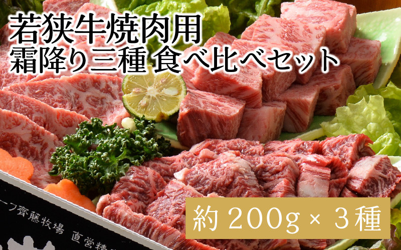 
若狭牛焼肉 霜降り三種 食べ比べセット [D-1802]
