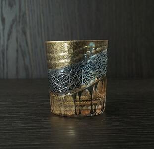 砂金切子グラス（漆技）　ダークブルー